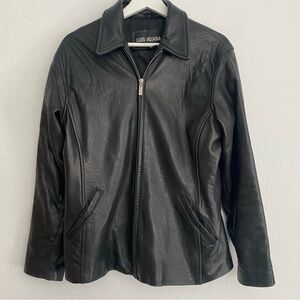 Vintage Luis Alvear Black Leather Zip Jacket Size Large